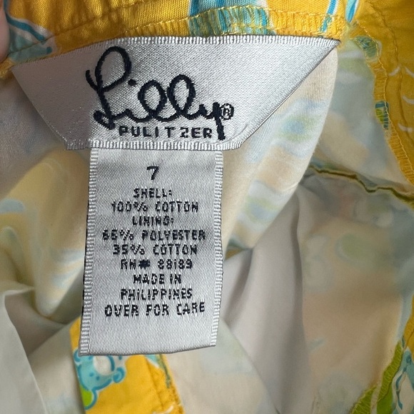 Lilly Pulitzer Girls Youth Pants Les Monkey Print Yellow Vintage Size 7 - Picture 2 of 5